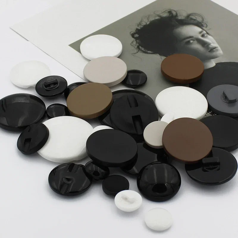 10pcs Solid Color Resin Buttons 18/25mm Smooth Round Shank Buttons Winter Coat Sewing Accessories