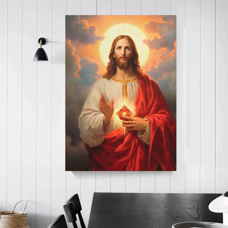 Christian Jesus with sheep Virgin Mary Catholic Mom poster canvas painting print Wall Art Bible Verse Farmhouse Wall home Decor