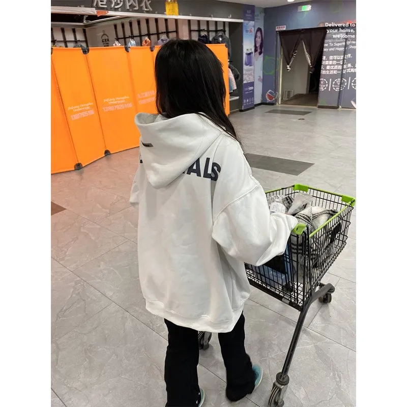 American Sle Oversize Hoodie Women's Spring Autumn Winter Fce Loose Small Size Trendy Hip Hop Top Cotton Polyester