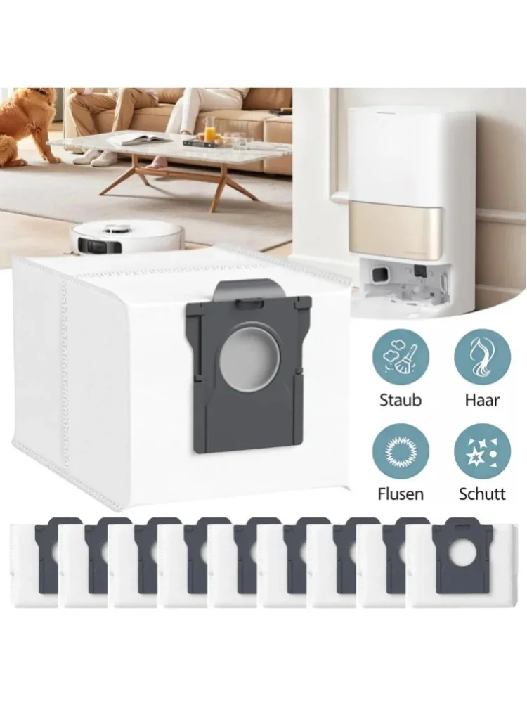 14 sztuk – wymienne worki do odkurzacza, pasujące do modeli Dreame L10s Ultra Gen 2, X50, X40 Ultra, L40S, L10s Pro Ultra, Heat, L40, L50 Pro Ultra, Mova E30, Ultra P50, V50, Z50, X30 Ultra. Duże, — 2