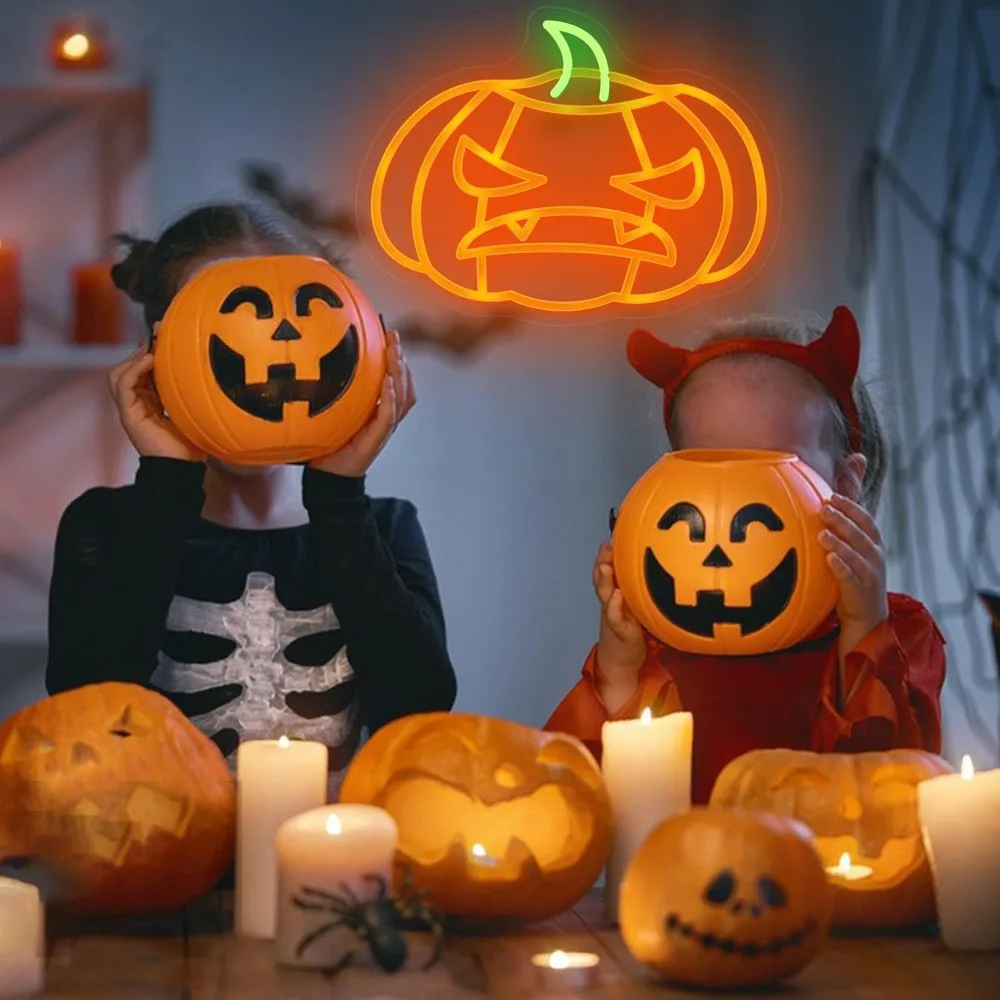 USB تعمل بالطاقة علامة اليقطين النيون ، أدى النيون للجدار ، ديكور غرفة النوم ، ديكور الحزب ، منزل في الهواء الطلق ، بار ، متجر ، هالوين