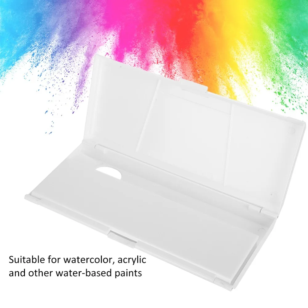 

24 Grids White Painting Palette Box Folding Lightweight Watercolor Mix Tray Plastic Gouache Acrylic Color Dish