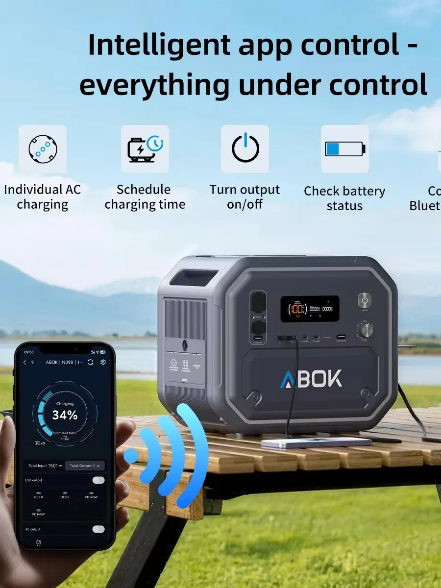 Stacja zasilania ABOK Ark2500 2800W AC, generator solarny, bateria 2160Wh LiFePO4 do zasilania domowego, użytku awaryjnego, na kemping i na zewnątrz. — 2