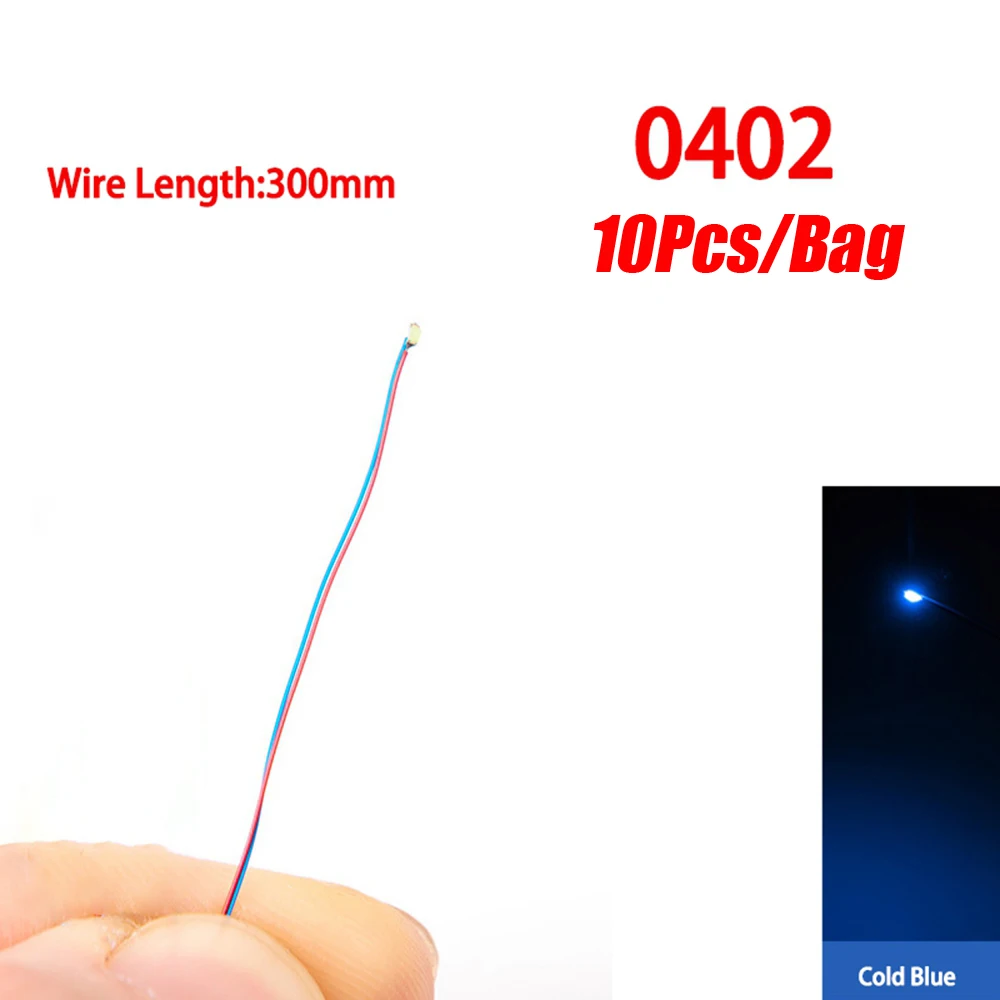 10 stks/partij Model 0402 0603 SMD LED Bedrade Chip Micro Led Voorgesoldeerde Lamp Spoorweg Model 30 cm 3 V DIY Model Kit Voor Gundam Scènes