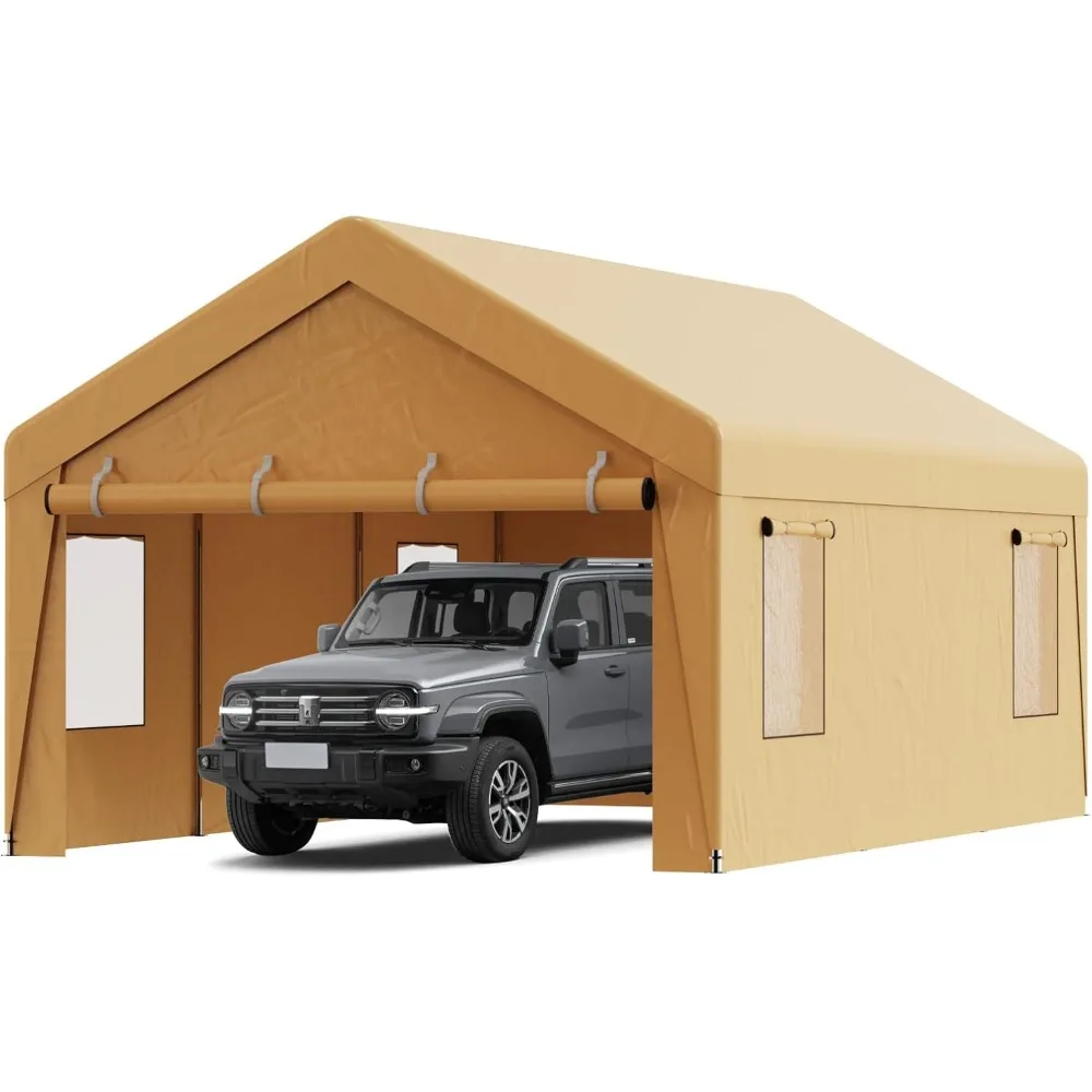 

Carport 12x20 FT Heavy Duty Car Canopy, Portable Garage with Roll-up Ventilated Windows, Removable Sidewalls