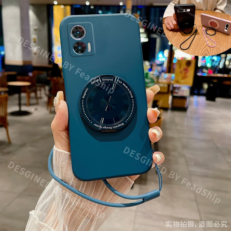 Магнитный чехол для телефона Moto Edge 30 Neo, мягкий чехол для Moto Edge30Neo, силиконовый чехол с держателем, защитная пленка для экрана