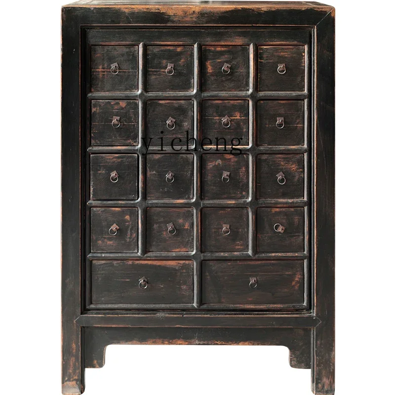 solid wood entrance cabinet household antique small medicinal material cabinet storage side