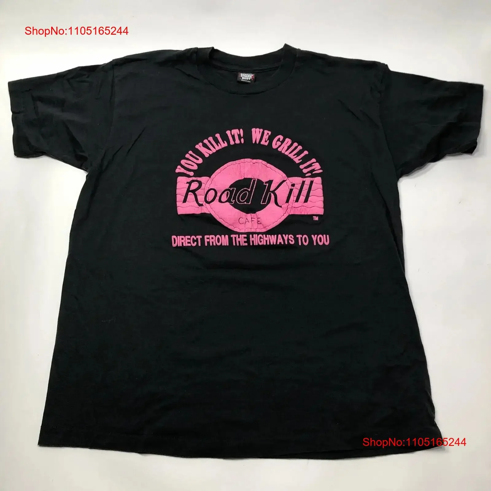 

Vintage 90s Road Kill Cafe You It We Grill Puffy Print XL Black T Shirt vintage Washed Stylish graphic streetwear Soft