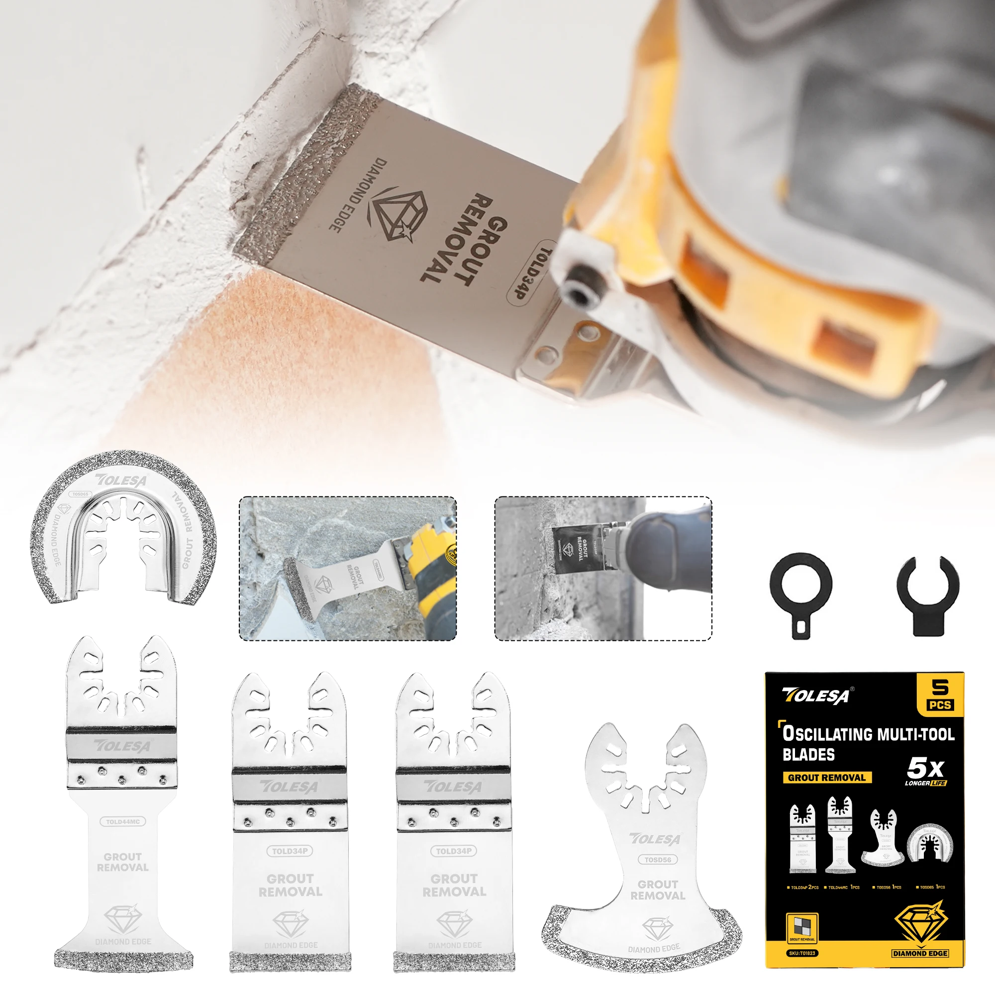 Grout Saw Removal - TOLESA 3/5PC Oscillating Multitool Cutting Saw