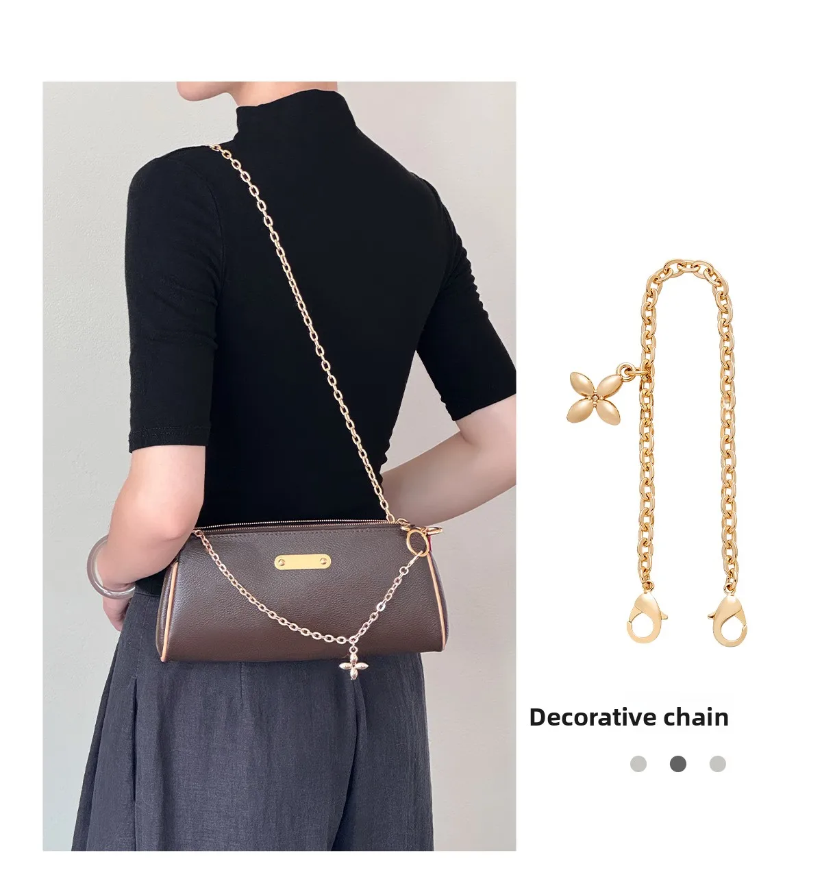 Bag Decorative Chain For Lv Eva Bag Four-leaf Clover Chain Insert Fashion Bag Decoration Chain Bag Renovation Accessories