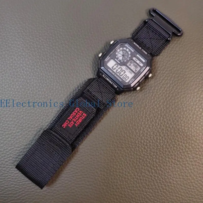 

462B Nylon Watch Strap Band Hook And Fastener Strong Reinforced Stitching Universal Design For Most Watch Types