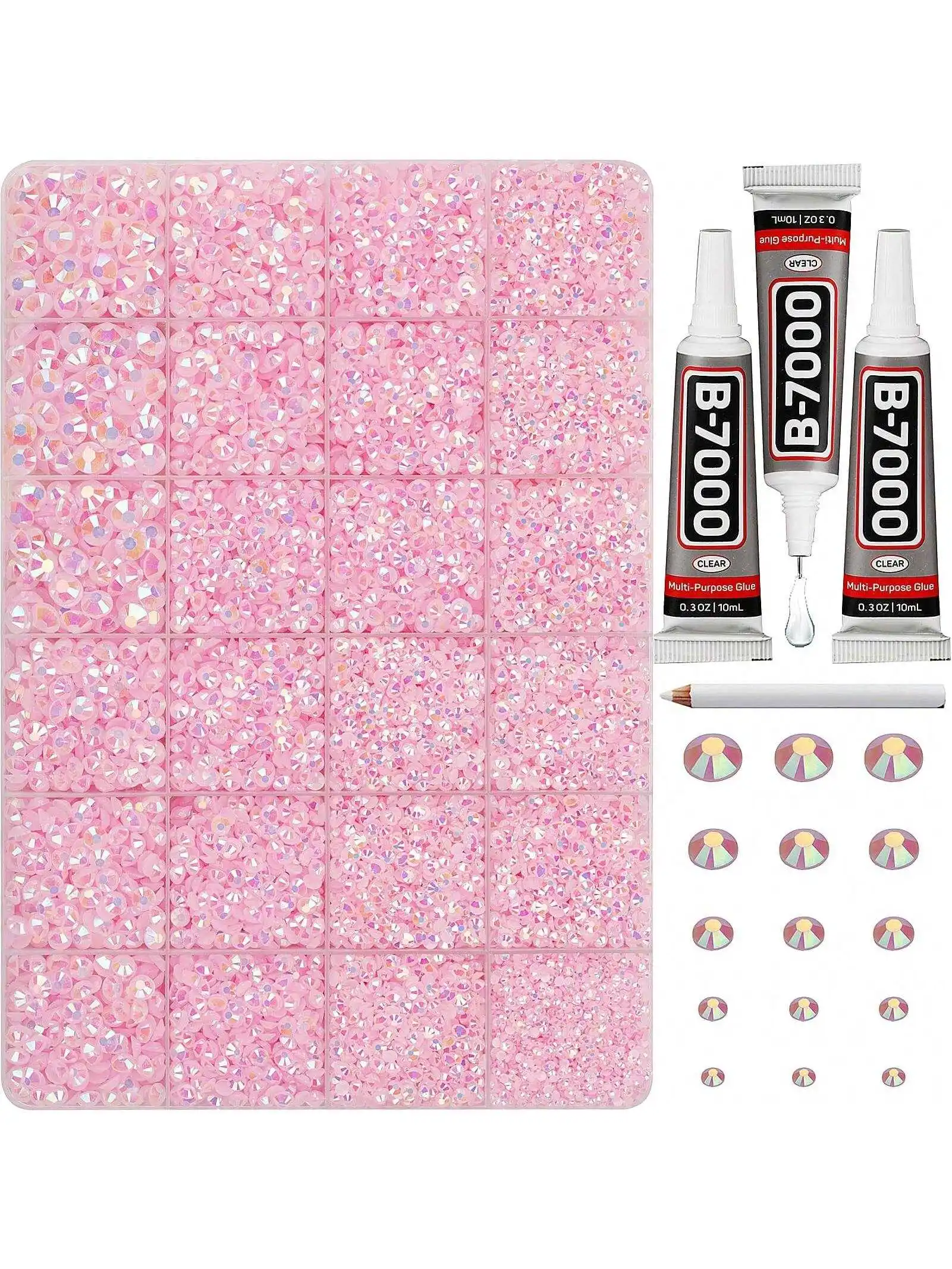 Set de Diamantes de Resina Jelly Water, para Producción Artesanal, Gemas Planas Rosadas AB para Manualidades, Ropa, Zapatos, Decoración de Uñas