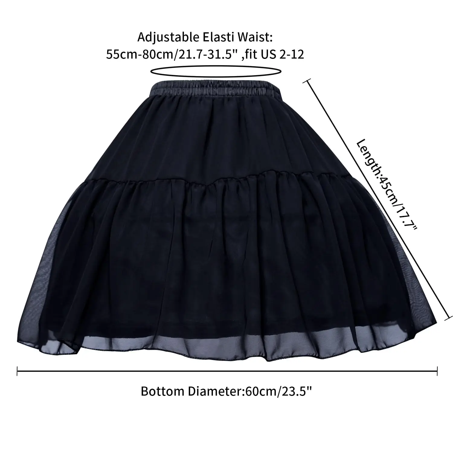 Lolita Ondergoed Cosplay Petticoats Onderrok Elastische Taille Chiffon Rok