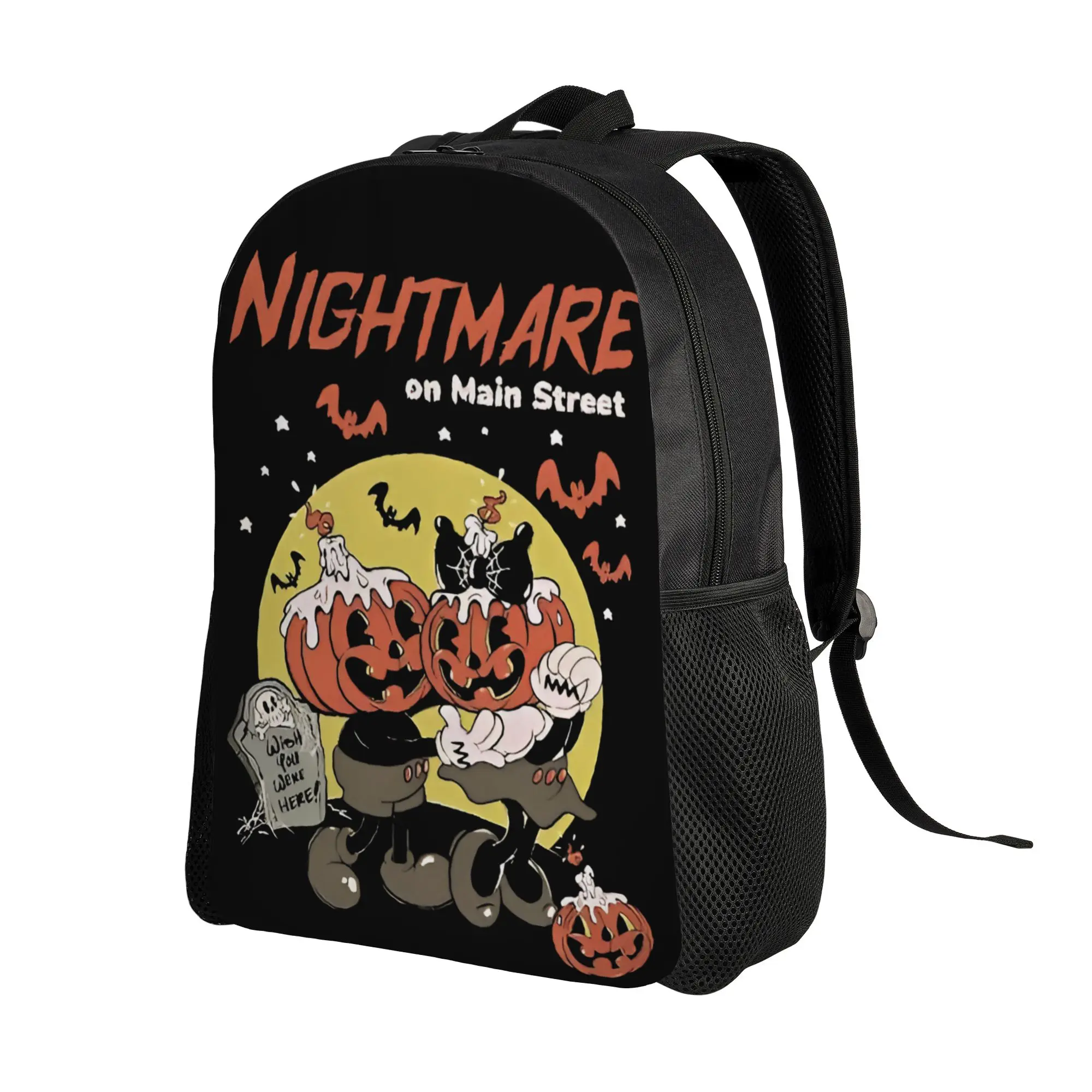 Pumpkin Mainstreet Vintage Backpack for Men Women Casual High School Business Daypack Halloween Nightmare College Canvas Bags