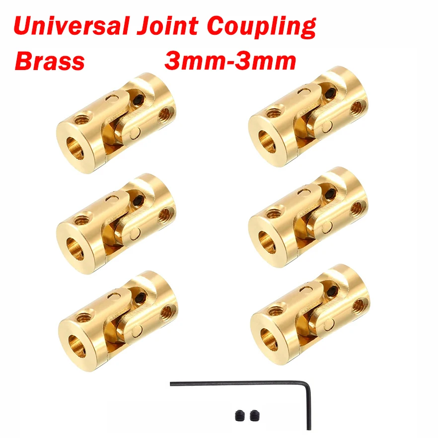 Mini Coupling Brass Universal Joint 3mm-3mm Boat Car Shaft Coupler Metal Cardan Joint Motor Connector Gimbal Diameter 7mm L:13mm