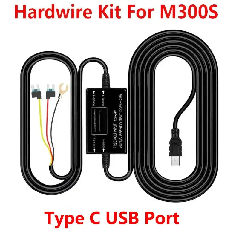 

for AZDOME 4K M300S M550Pro M580 Hardwire Kit for Car DVR 24H Parking Monitor Low Vol Protection Type-C Port 12V-24V in 5V3A Out