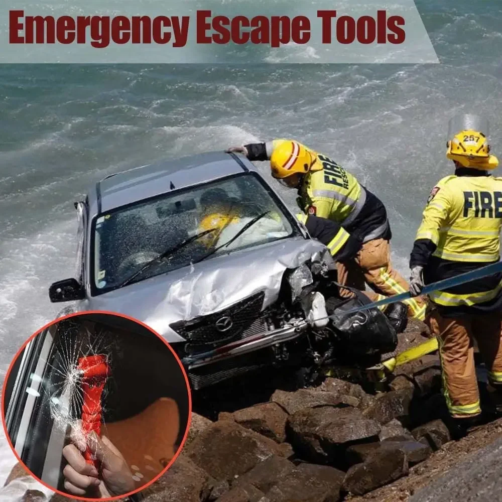 Car Emergency Safety Hammer Life Saving Escape Emergency Hammer Seat Belt Cutter Window Glass Breaker Car Rescue Red Hammer