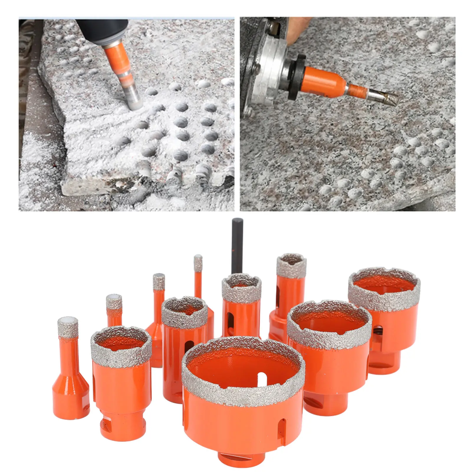 

Hole Saw U Slot 6-68mm Hole Saw Kit Vacuum Brazing High Efficiency M14 with Hex Conversion Shank for Granite