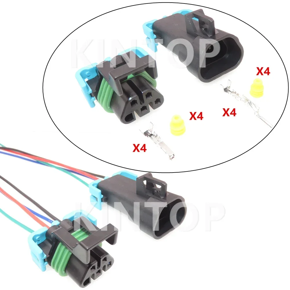 

1 Set 4 Pins AC Assembly Car Sealed Connector With Wires 12146047 12092839 Auto Plastic Housing Waterproof Cable Plug For Buick
