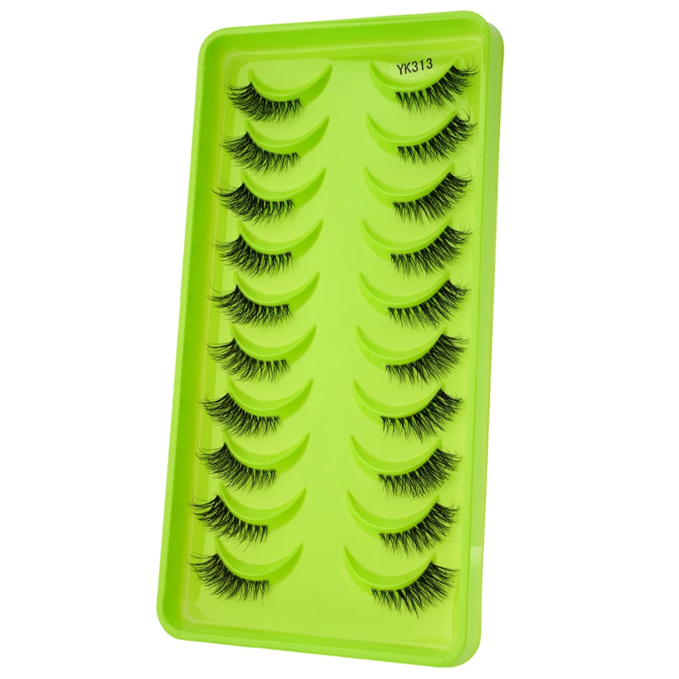 Medias pestañas 7/10 pares, extensión ojo de gato, naturales, suaves, 3D visón, esponjosas, reutilizables, herramienta de maquillaje 5