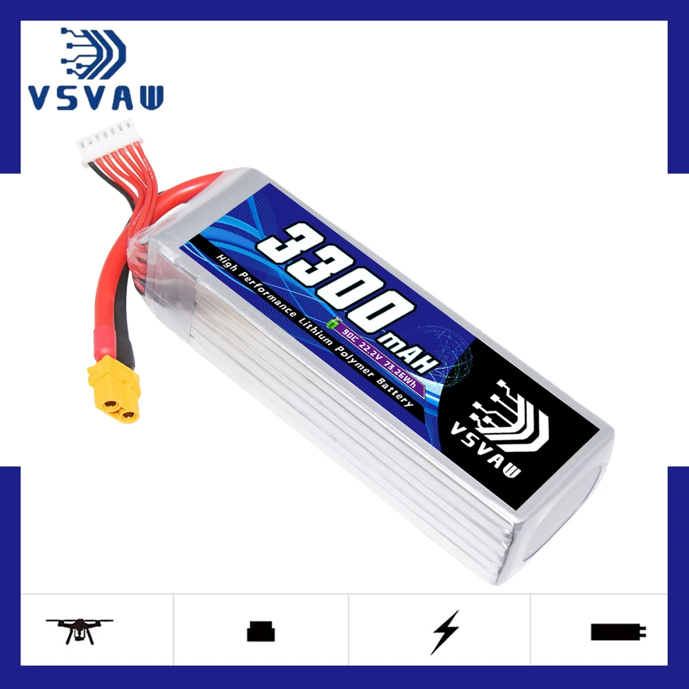 Upgraded VSVAW 6S 22.2V 90C/180C 3300mAh model drone FPV electric toy high magnification long endurance Lipo battery