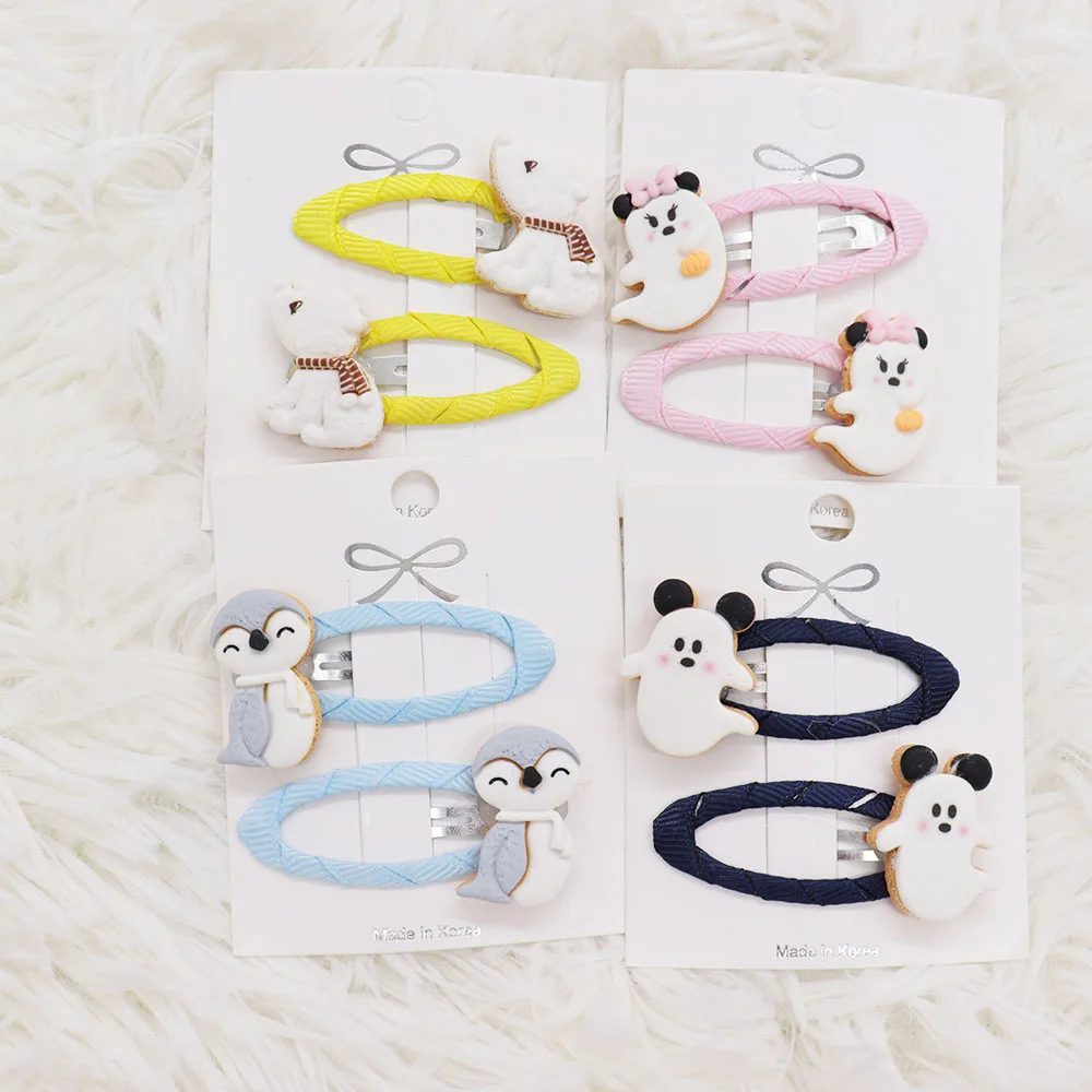 2Pcs Temperamental Sweet Hairpin Fashionable Hair Accessories Girl Cute Cartoon Animal Bear Penguin Children Side Hair Band