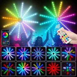 RGB LED Firework Lights Dream Meteor Lamp DIY Wall Backlight Smart Controller for Wedding Home Party Intdoor Outdoor Fairy Decor