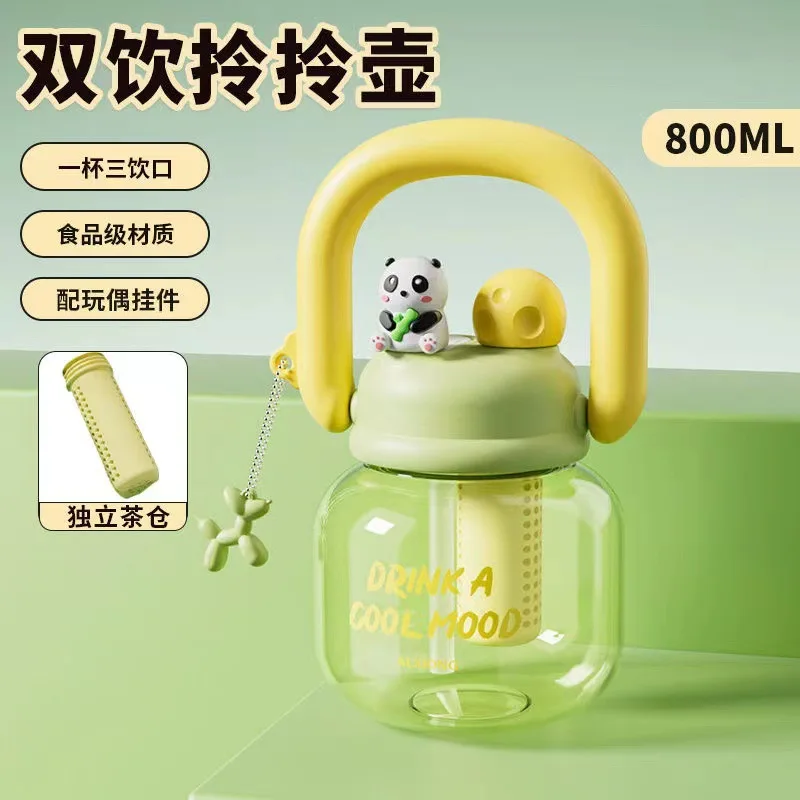 Cartoon Kids Water Bottle Large Capacity Portable Straw Cup High Temperature Resistant Space Cup