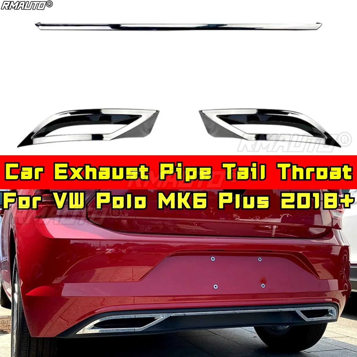 For VW Polo MK6 Plus 2018+ Body Kit Car Exhaust Pipe Tail Throat Rear Exhaust Pipe Tail Muffler Tip Car Accessories