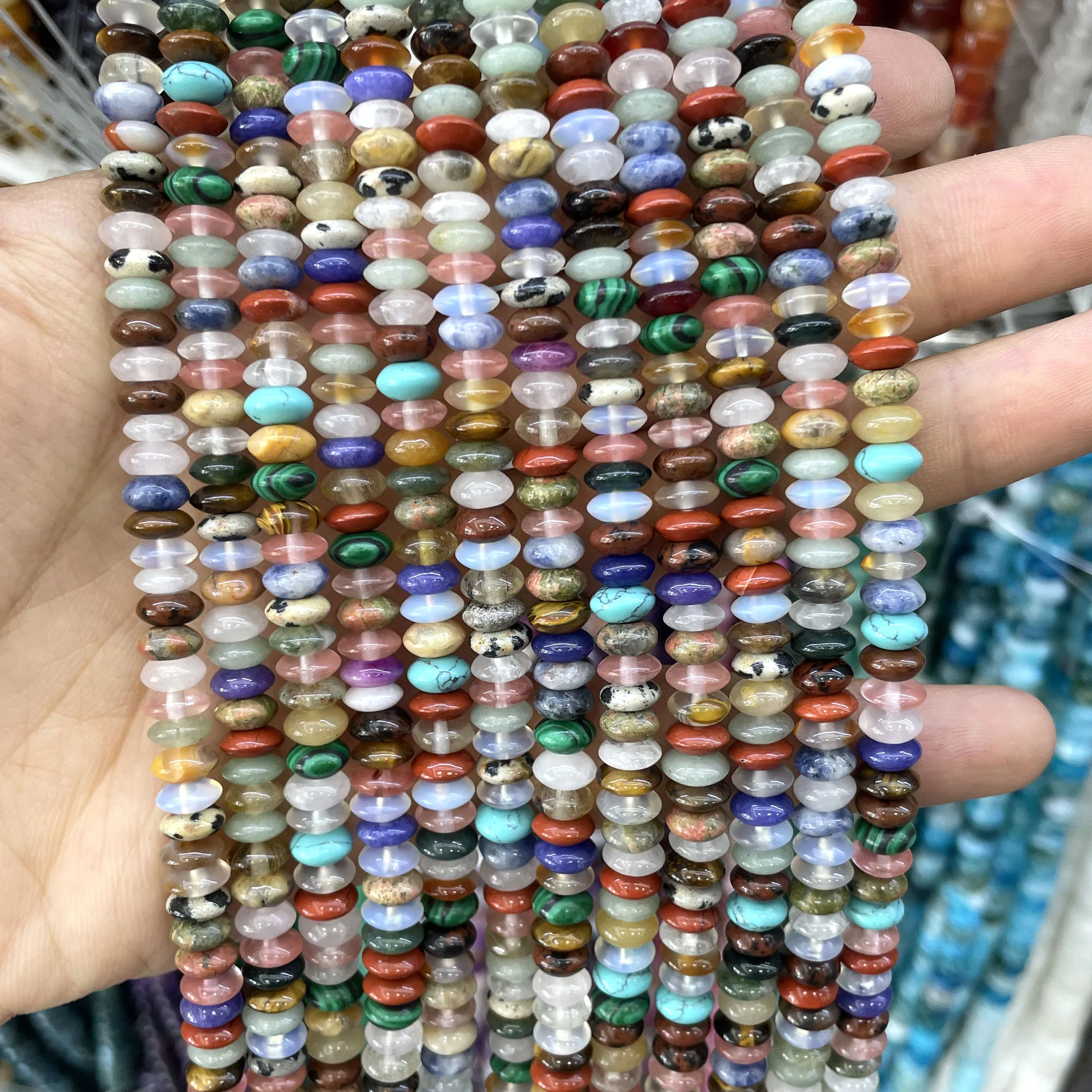 3X6MM Naturstein Rondelle Quarz Achat Türkis Runde Zwischenperlen für Schmuckherstellung DIY Armband Halskette Zubehör – Detail 2