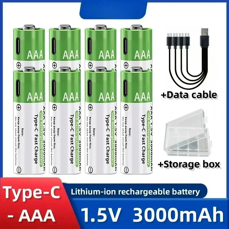 2025NIEUWE lithium-ionbatterij Type-C oplaadbare batterij met hoge capaciteit AA- en AAA-batterij voor afstandsbediening, muis, elektrisch speelgoed