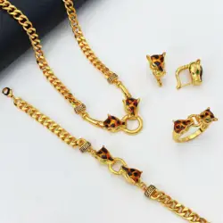 JRH Engagement Necklace Ring Bracelet Earring Plated Golden Wedding Bridal Jewelry Sets For Women Party African Dubai Gift