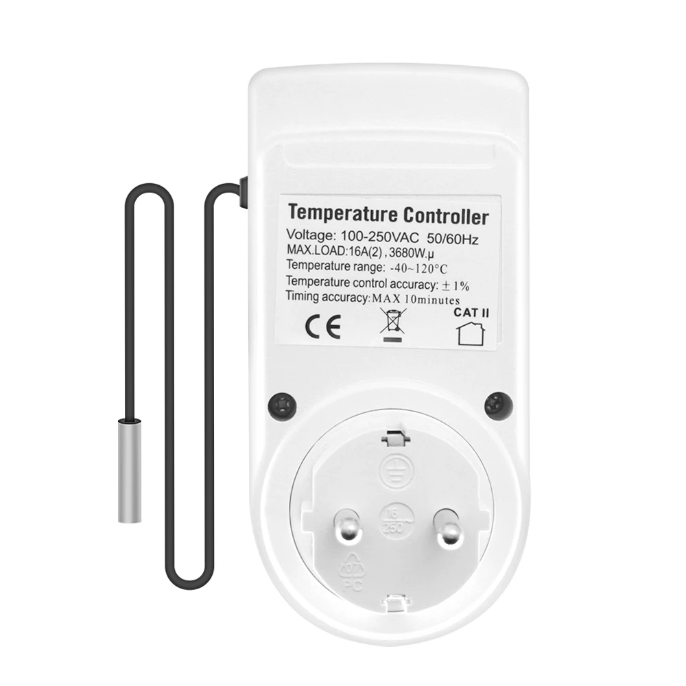 Termostato Timer presa con sensore di temperatura termostato Controller digitale interruttore retroilluminazione blu sensore sonda riscaldamento raffreddamento