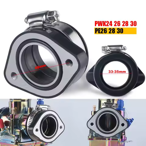 4Pcs 32mm Carburetor Intake Adapter Boot Flange Manifold For PWK 24 26 28 30mm PE 24 26 28 VM24 26 Intake Pipe Black 48mm Screw