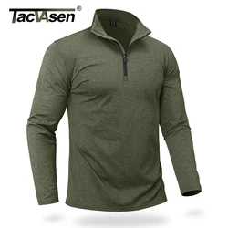 TACVASEN Spring/Fall Thermal Sports Sweater Men's 1/4 Zipper Tops Breathable Gym Running T Shirt Pullover Male Activewear