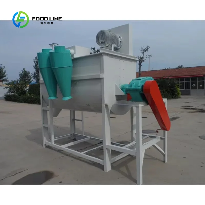 Customized Double Crane Horizontal Single Shaft Poultry Feed Mill Machine New 2 Ton/H Capacity Turkey Feed Line