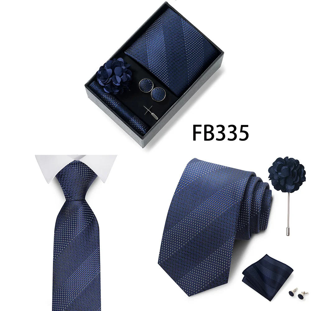 Luxuriöse Mode-Geschenkbox für Herren, 8 cm, Krawatten-Sets, Krawatte, Taschentuch, Manschettenknöpfe, Clip-Brosche-Set, goldener Druck, passend für Hochzeit – Detail 18