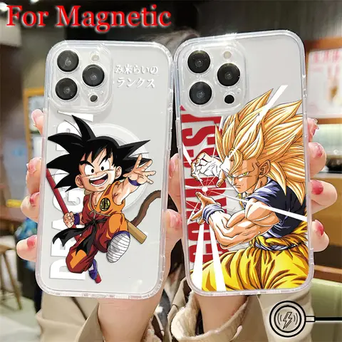 Magnetic Phone Case for Samsung Galaxy S25 S24 S23 S22 S21 S20 FE Edge Plus Ultra 5G Clear TPU Cool Goku Anime Dragons Balls