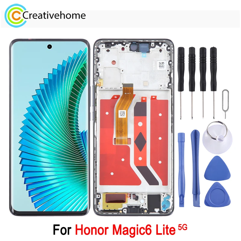 6.78'' AMOLED Screen For Honor Magic6 Lite 5G Phone LCD Display Touch Screen Full Assembly with Frame Replacement Part