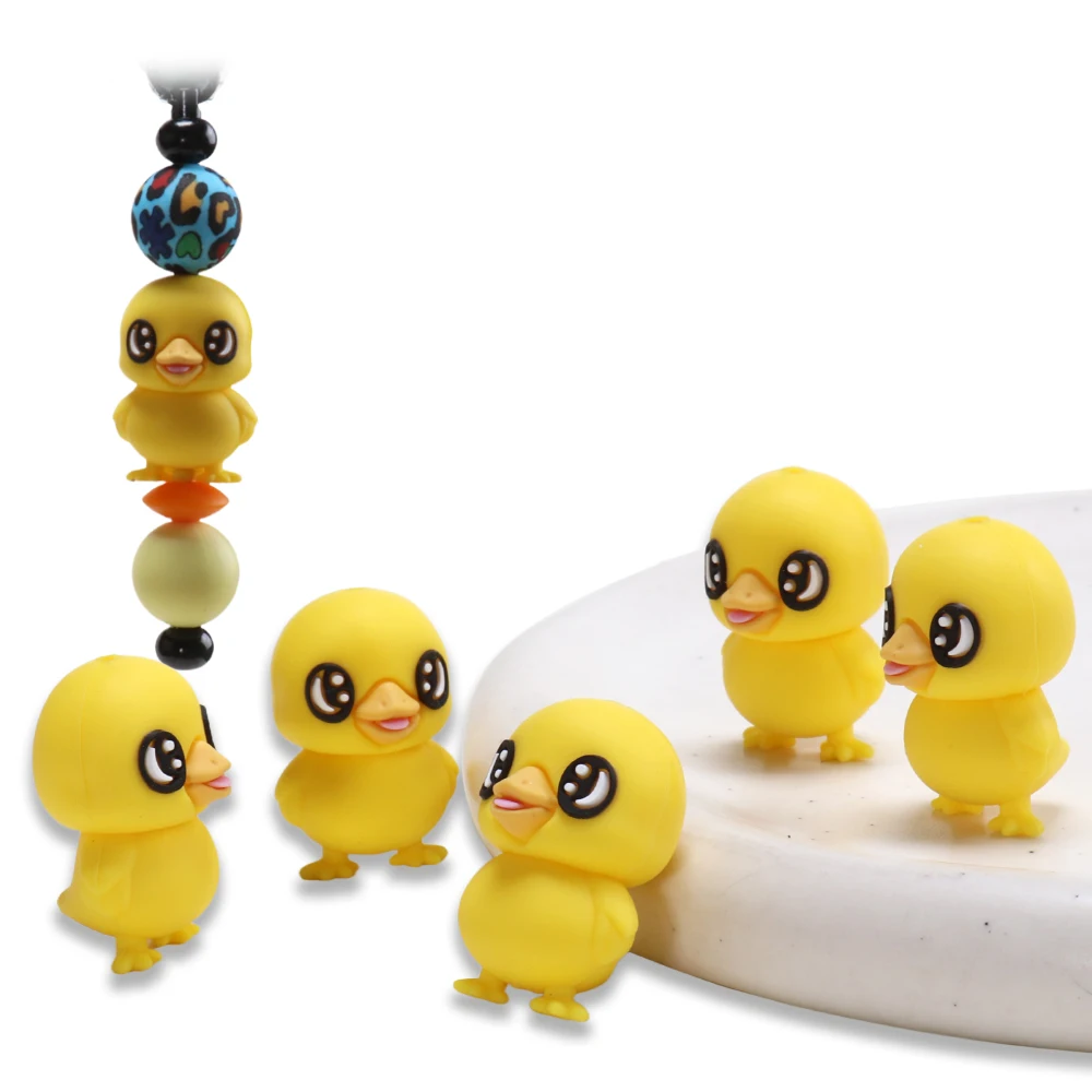 

5pcs 3D Duck Silicone Focal Beads Versatile Silicone Beads for Pen Keychain Jewelry Making Supplies Friendship Bracelet Kits