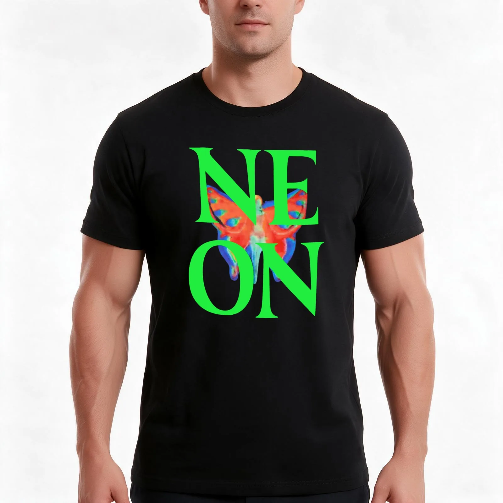 Playboi Carti Neon Tour Butterfly T-Shirt, Summer Casual Cotton Tee, Oversized Streetwear Tops, Vintage Graphic Print
