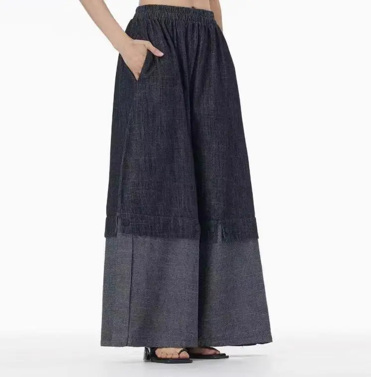 Superaen gola quadrada borda áspera camisa jeans empilhados colete 2025 verão moda feminina estilo colete calça conjuntos