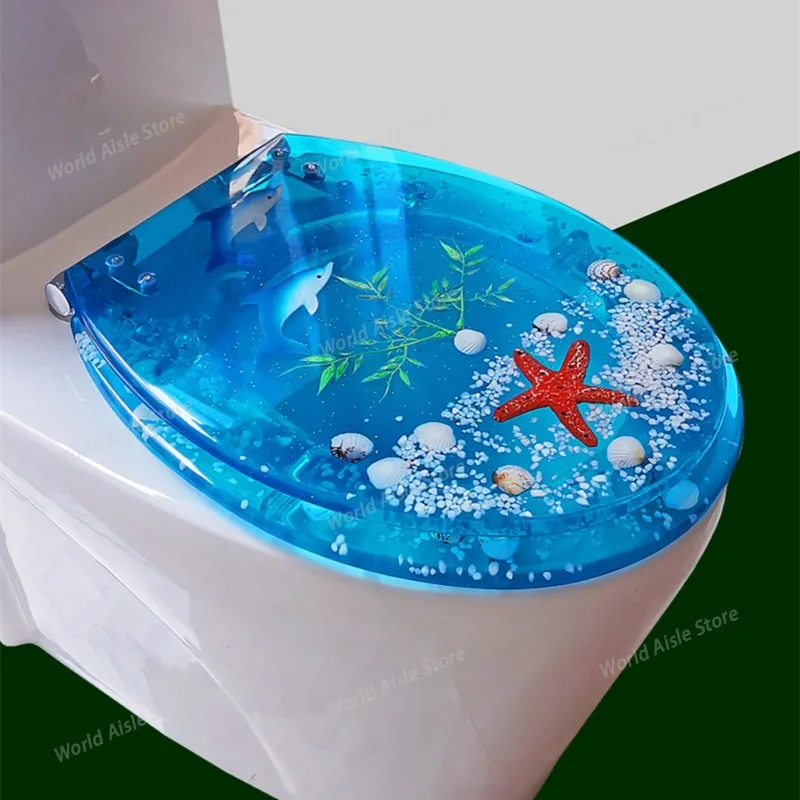 Beautiful Resin Toilet Seat Cover Stainless Steel Slow Down Toilet Cover Mute Thickened U/V/O Universal tapa de baño wc