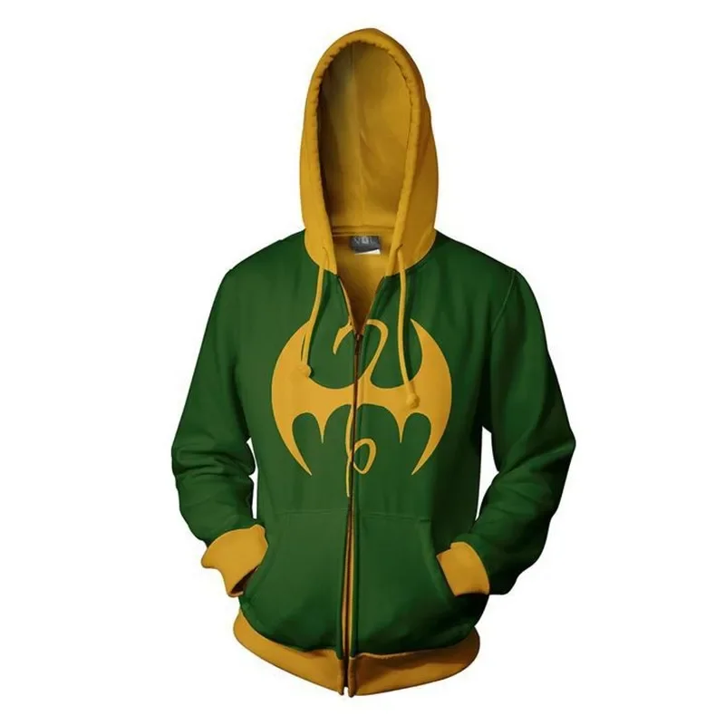 Masculino punho de ferro 3dprint sweatshirts herói cosplay hoodies daniel thomas rand-k'ai role play casual pulôver com capuz S-5XL