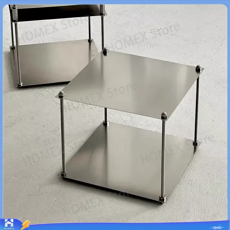 Stainless Steel Coffee Table Multi Layer Storage Rack Living Room Minimalist Side Table Organizer Decor Display Stand Floor