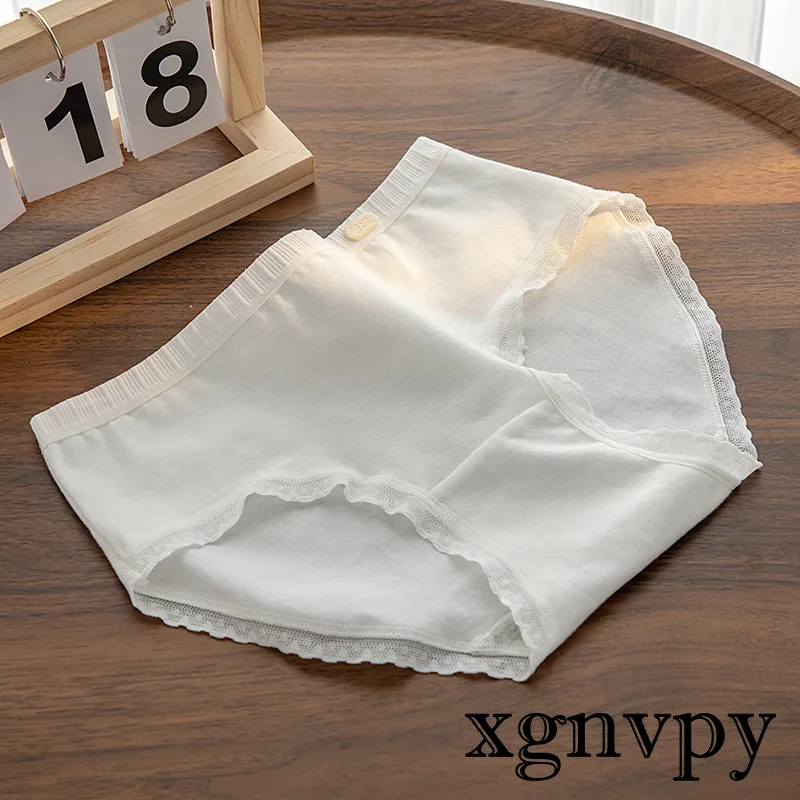 xgnvpy Cotton White Underwear Female Cute Girl Birthday Series 5A Antibacterial Mid-rise Pure Desire Summer Wear Soft Breathable