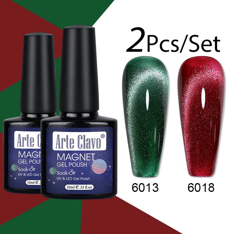 

Arte Clavo 10ml 2pcs/Set Cat Eye Gel Nail Polish Magnetic Gels Auroral LED Nails Art Crystal Semi Permanent UV Manicure Soak Off