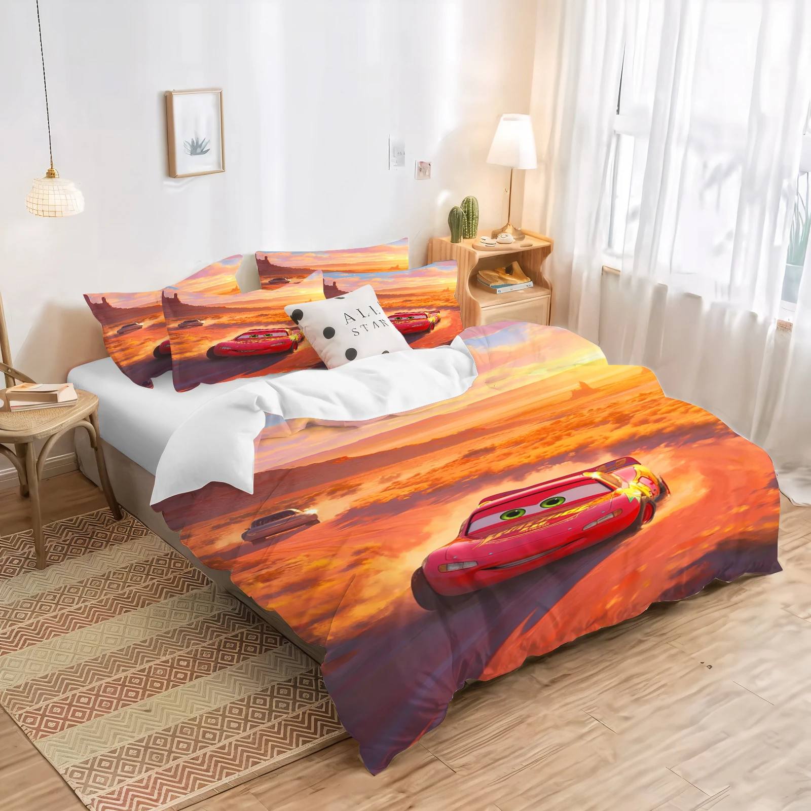 

Комплект постельного белья с мультяшными машинками, пододеяльник Маккуин, постельное белье для мальчиков, постельное белье, подарок для детей