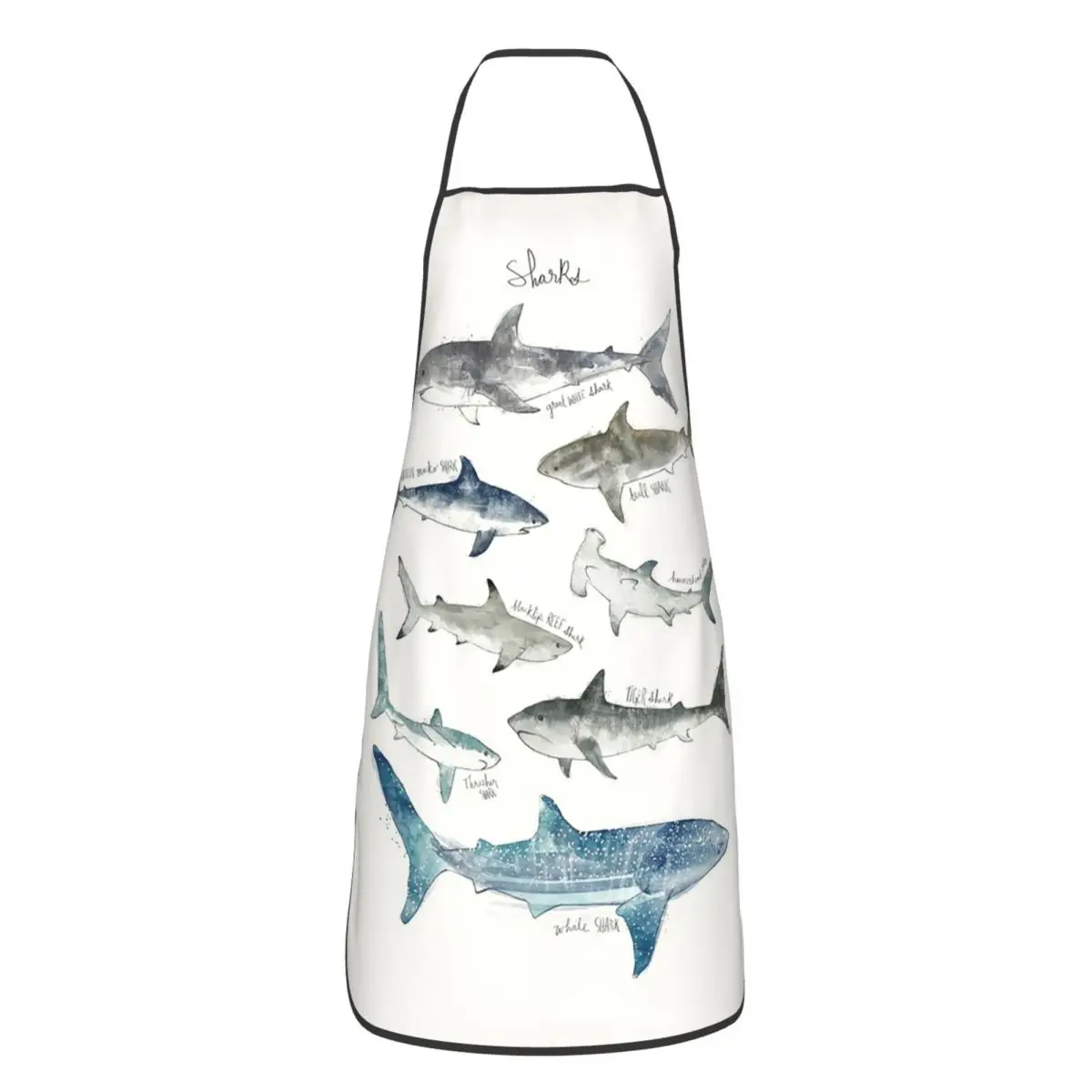 Sharks Apron Chef Cooking Tablier Waterproof Bib Kitchen Cleaning Pinafore for Women Men Painting