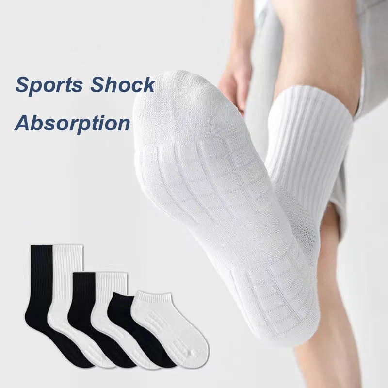 

Men Sports Shock Absorption Protective Socks Massage Thickened Towel Bottom Anti Slip Sweat Absorbing Mesh Basketball Run Socks